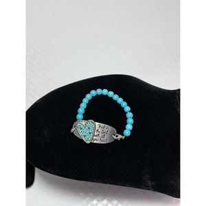 Bracelet - Turquoise‎ Bracelet with Christian Message and Beaded Heart